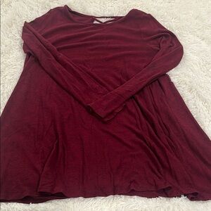 Women's Burgundy Long Sleeve Dress
